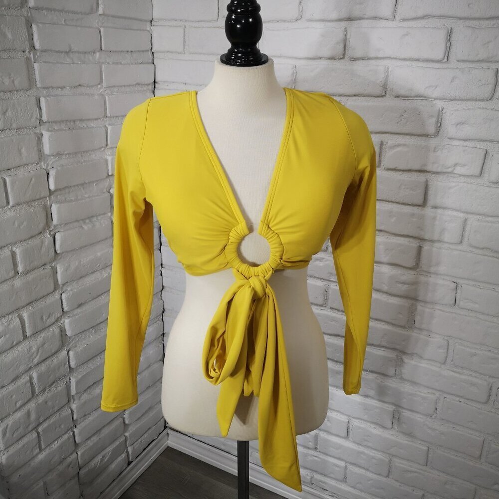 Swimsuits for All Ladies Size 16D/DD Lightly Padded Yellow Swim Top Only